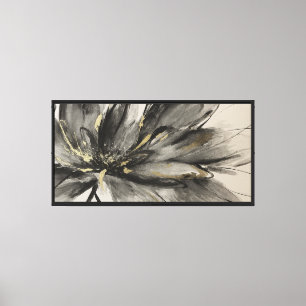 Abstract Art Deco Lotus Black, Tan, Gold Canvas Print