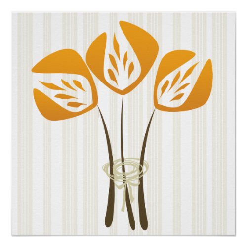 Abstract Art Deco Style Flower Bouquet Poster