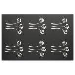 Abstract Art Deco White Black Floral Pattern Fabric