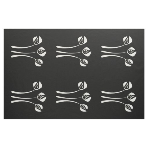 Abstract Art Deco White Black Floral Pattern Fabric