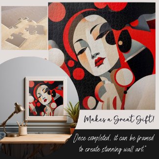 Abstract Art Deco with Bold Red Accents