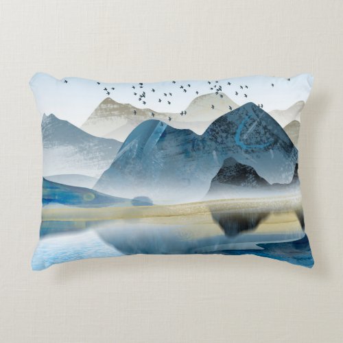 Abstract art decorative background Mountains and  Accent Pillow