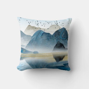Abstract art decorative background. Mountains and Throw Pillow
