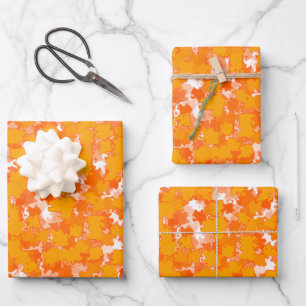 Abstract Art Design Autumn Orange Foliage Wrapping Paper Sheets
