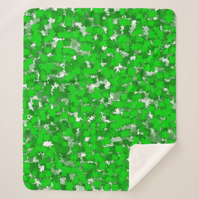 Abstract Art Design Green Foliage Sherpa Blanket (Front)