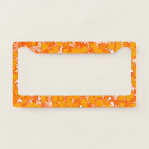 Abstract Art Design Orange Foliage License Plate Frame