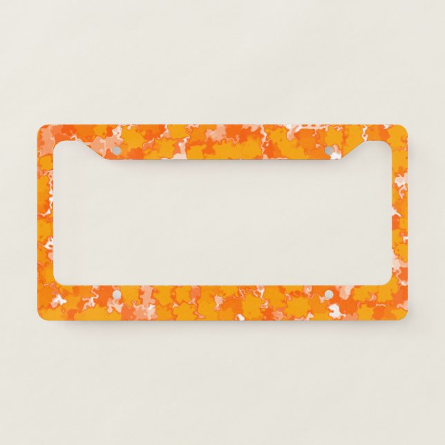 Abstract Art Design Orange Foliage License Plate Frame (Front)