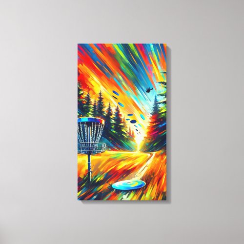 Abstract Art Disc Golf Colorful AI Art Canvas Print