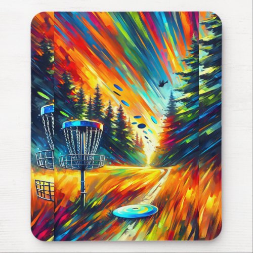 Abstract Art Disc Golf themed  Mouse Pad