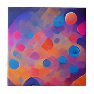 Abstract art dots colorful ceramic tile