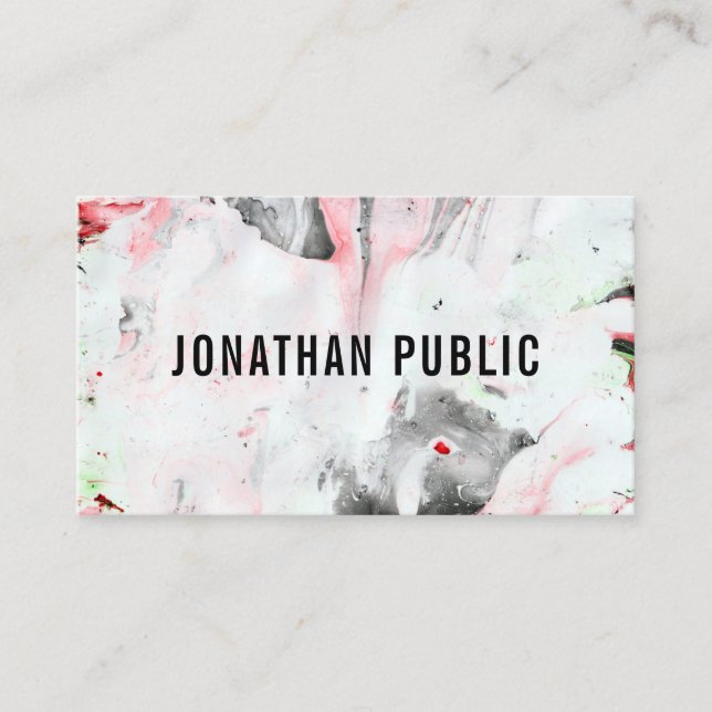 Abstract Art Elegant Black And Red Template Trendy Business Card (Front)
