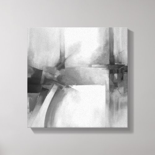 Abstract Art Elegant Black  White Modern Painting Canvas Print