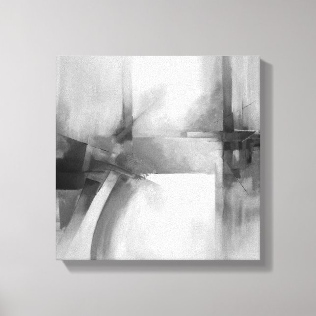 Abstract Art Elegant Black & White Modern Painting Canvas Print (Front)