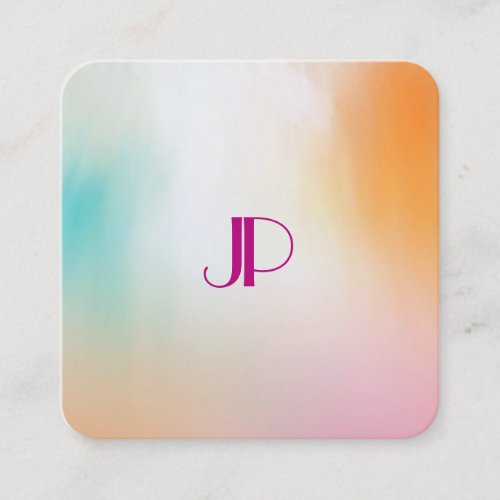 Abstract Art Elegant Monogrammed Template Modern Square Business Card