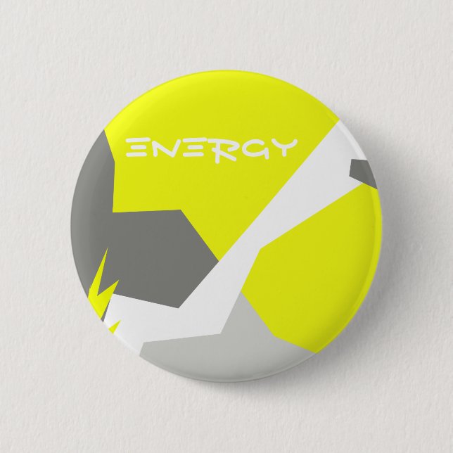 Abstract Art Energy Yellow Grey Button (Front)