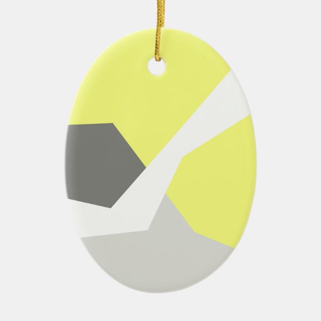 Abstract Art Energy Yellow Grey Ceramic Ornament (Front)