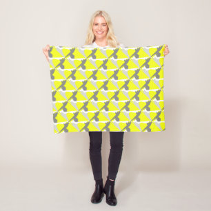 Abstract Art Energy Yellow Grey Fleece Blanket