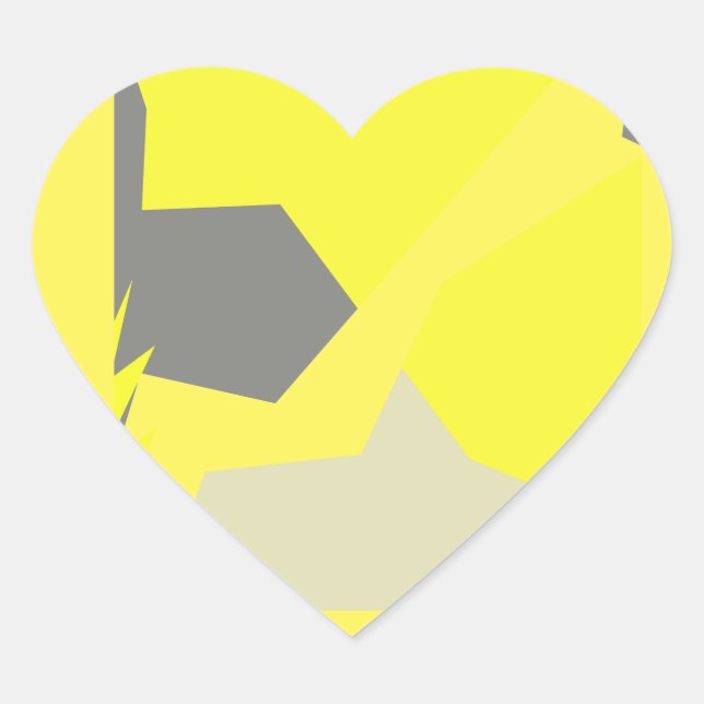 Abstract Art Energy Yellow Grey Heart Sticker (Front)