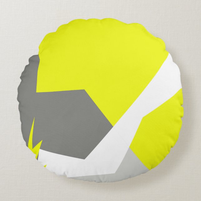 Abstract Art Energy Yellow Grey Round Pillow (Front)