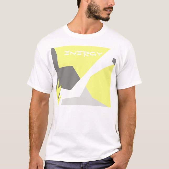 Abstract Art Energy Yellow Grey T-Shirt (Front)
