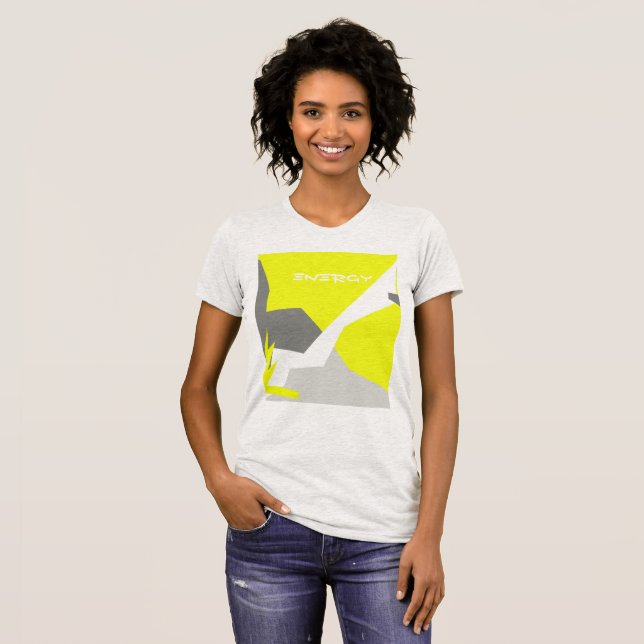Abstract Art Energy Yellow Grey T-Shirt (Front Full)