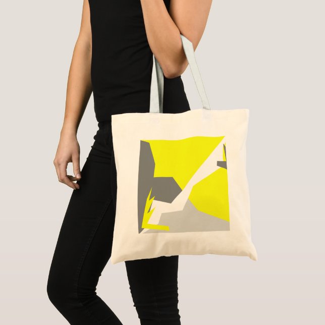 Abstract Art Energy Yellow Grey Tote Bag (Front (Product))
