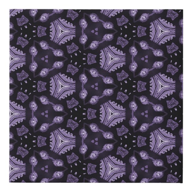 Abstract art eyes and diamond watercolour pattern  faux canvas print (Front)