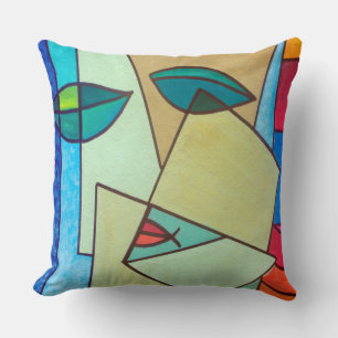 abstract art face throw pillow