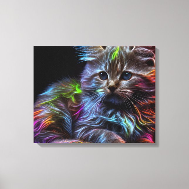 Abstract Art Featuring a Cat Canvas Print (Front)