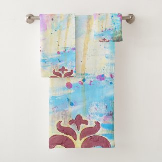 Abstract Art Fleur de Lis Diamonds Paint Splatters