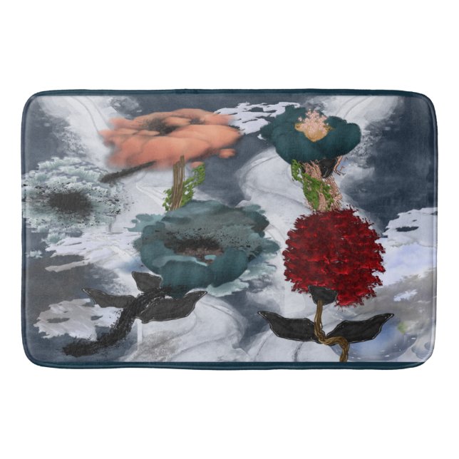 Abstract Art Floral  Bath Mat (Front)