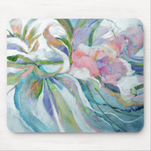 Abstract Art Floral Bouquet Blue Pink Mousepad