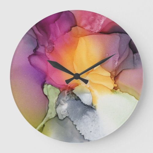 Abstract Art Floral Modern Elegant Large Clock