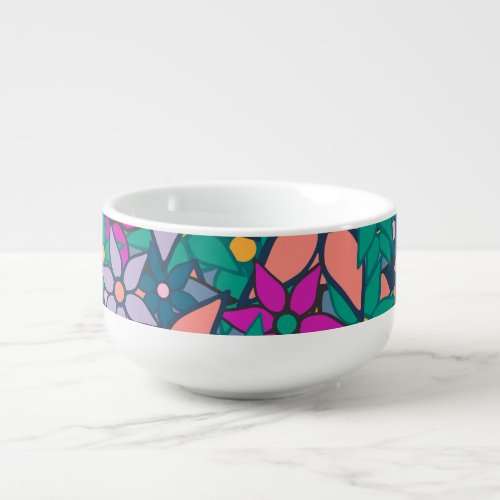 Abstract Art Floral Pattern 4 Soup Mug