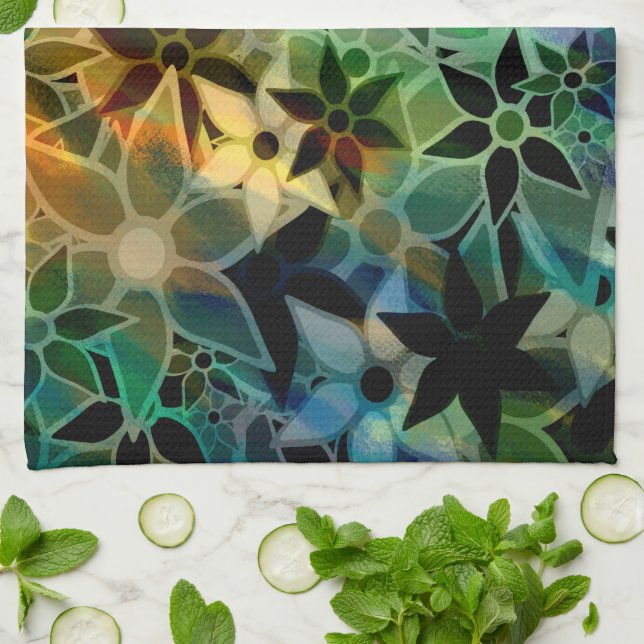 Abstract Art Flower Pattern Towel (Folded)