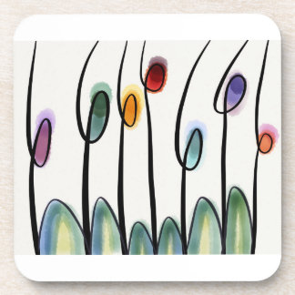 Abstract art flowers beverage coaster