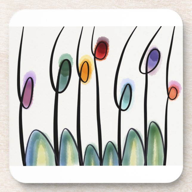 Abstract art flowers beverage coaster (Front)