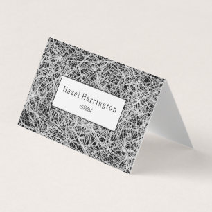 Abstract Art Folded Business Card Black White