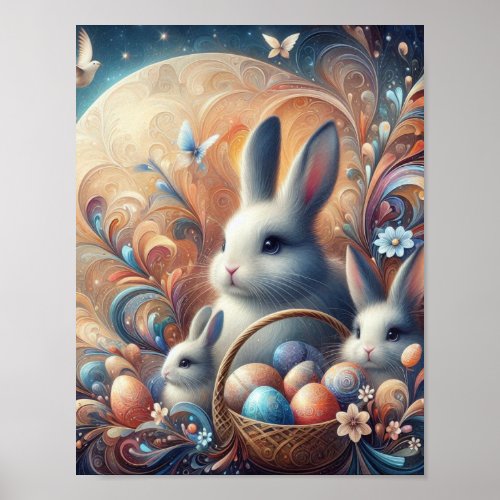 abstract art for easter bunny  poster