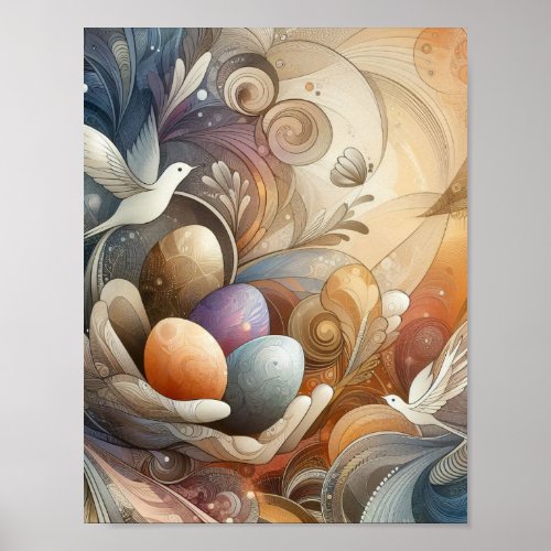 abstract art for happy easter day poster