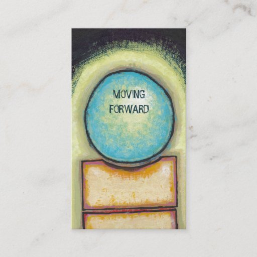 Customizable Abstract art fun blue circle painting your words business card