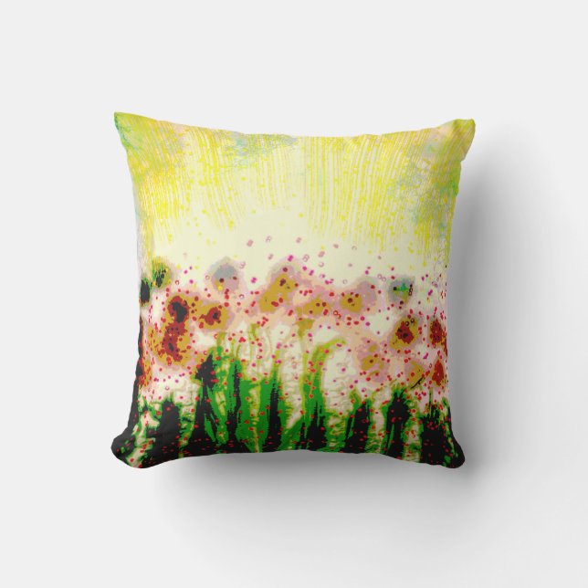 Abstract Art Garden Landscape Throw Pillow (Front)