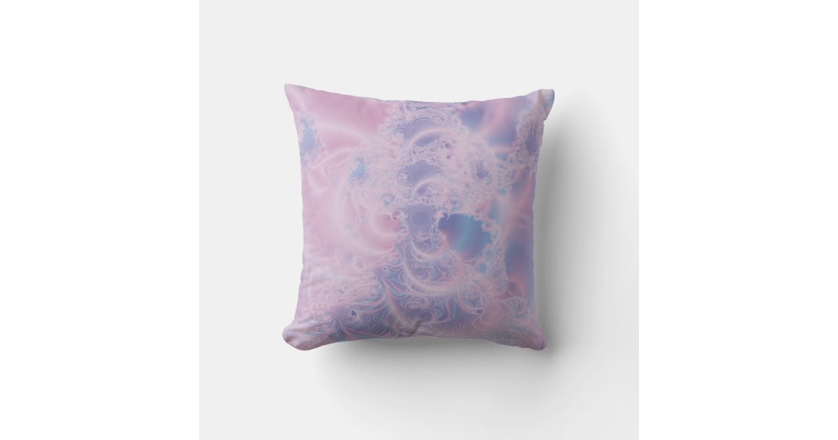 Pastel Pink and Lilac Fractal Abstract Art Throw Pillow