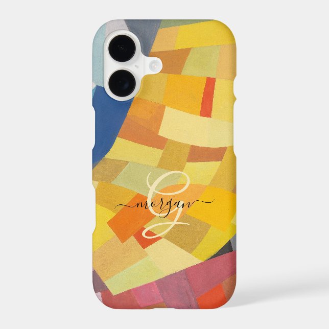 Abstract Art, Gold Monogram, Black Script Name Case-Mate iPhone Case (Back)