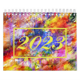 Abstract Art Gold Red Blue Cool 2023 Calendar