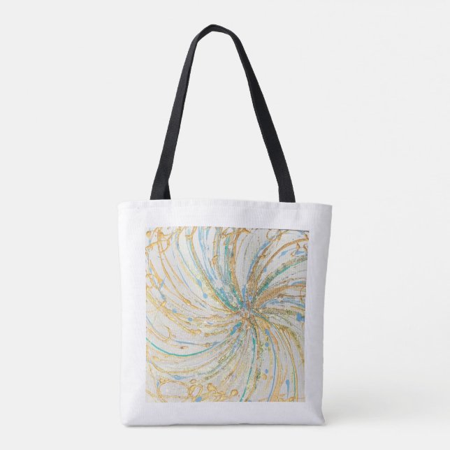 Abstract Art Gold Turquoise Modern Art Tote Bag (Back)