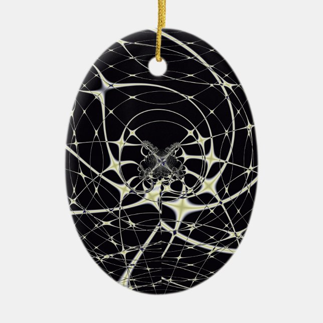 Abstract Art Golden Spiderweb Ceramic Ornament (Front)