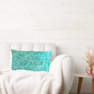 Abstract Art Green Blue Line Circles Minimalism Lumbar Pillow