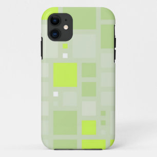 Abstract Art Green Gray Squares 2 iPhone 11 Case