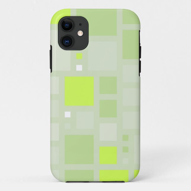 Abstract Art | Green Gray Squares 2 Case-Mate iPhone Case (Back)